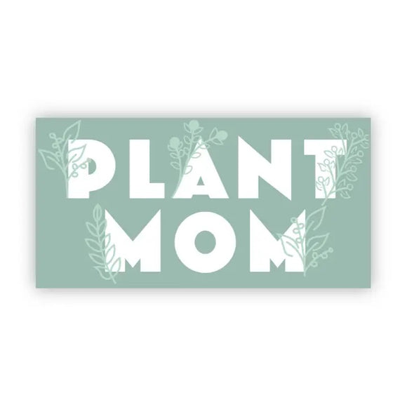 Plant Mom Sticker Green Background